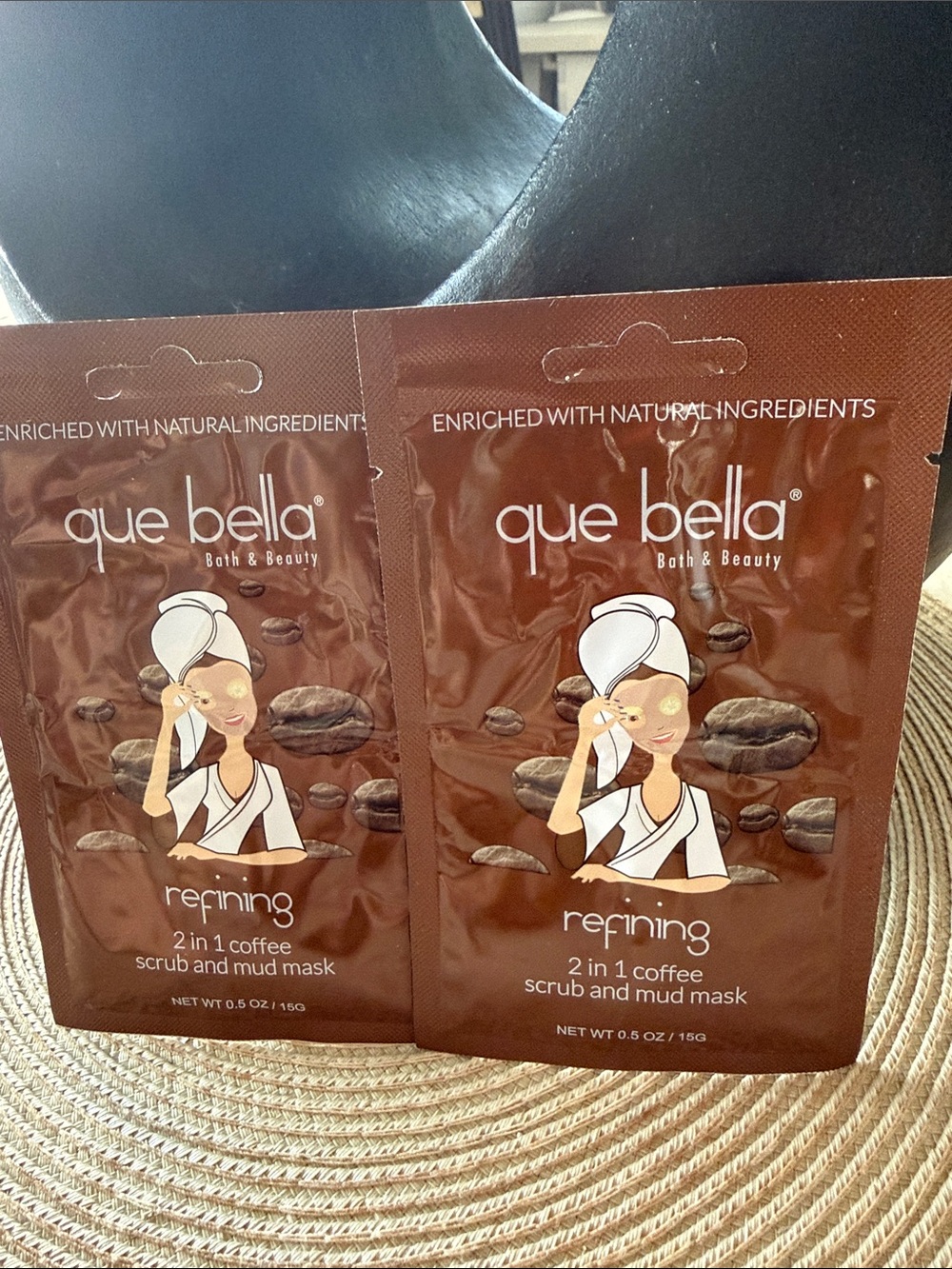 Que Bella Refining 2-in-1 Coffee Scrub and Mud Mask - Brown x 2